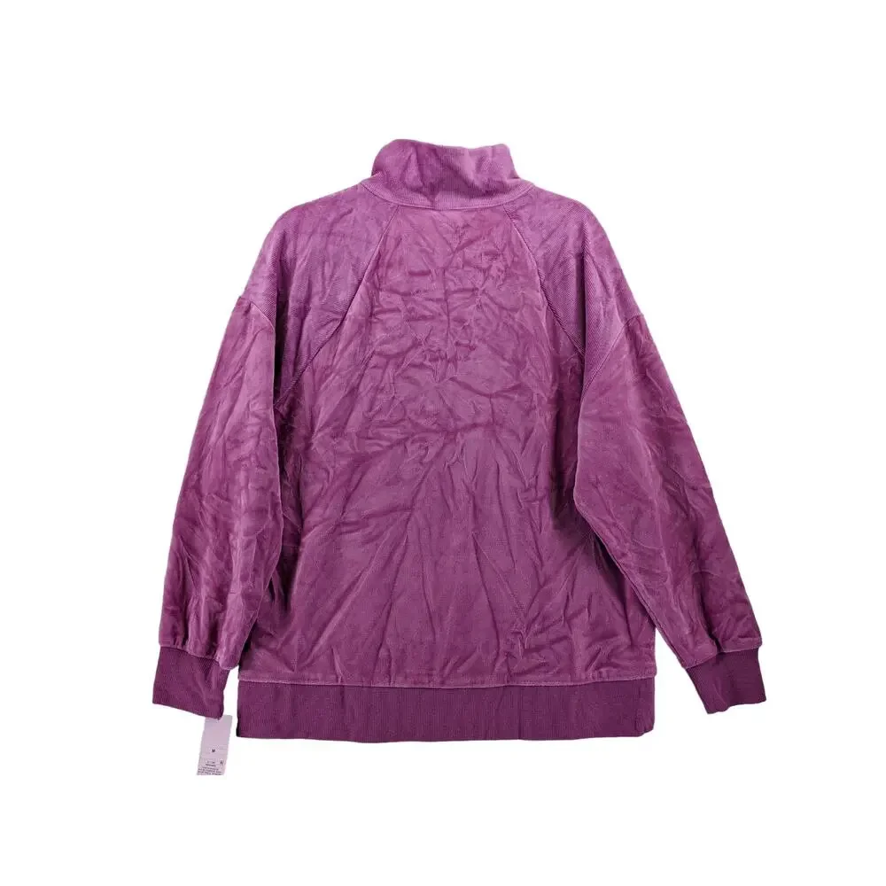 Wild Fable Quarter‎ Zip Sweatshirt Medium Purple Velour Jacket Relaxed Fit Layer - Picture 3 of 12